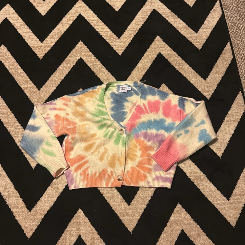 Princess Polly Multicolor Tie-Dye Cropped Cardigan XS/S - Picture 2 of 4